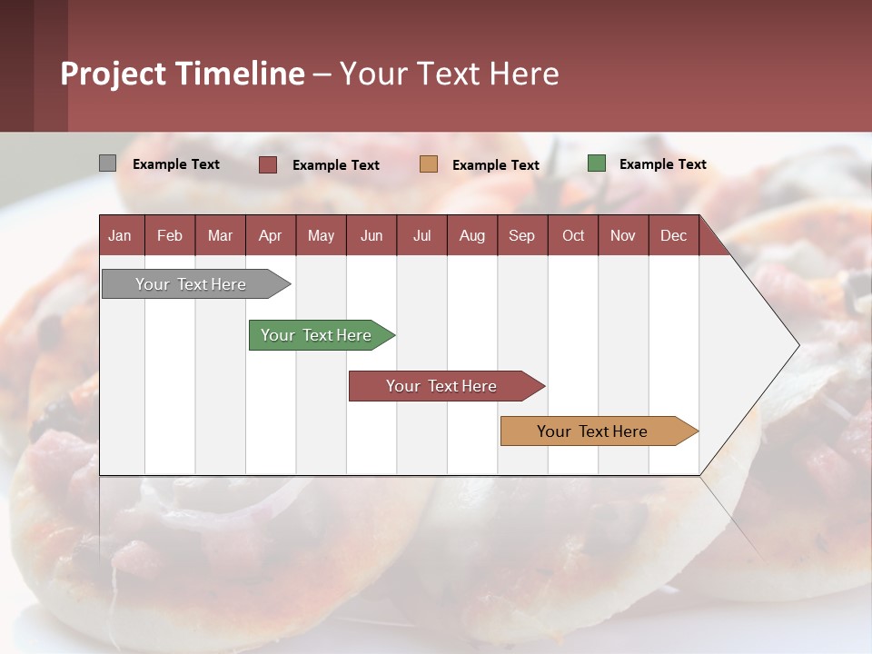 A White Plate Topped With Mini Pizzas Covered In Toppings PowerPoint Template