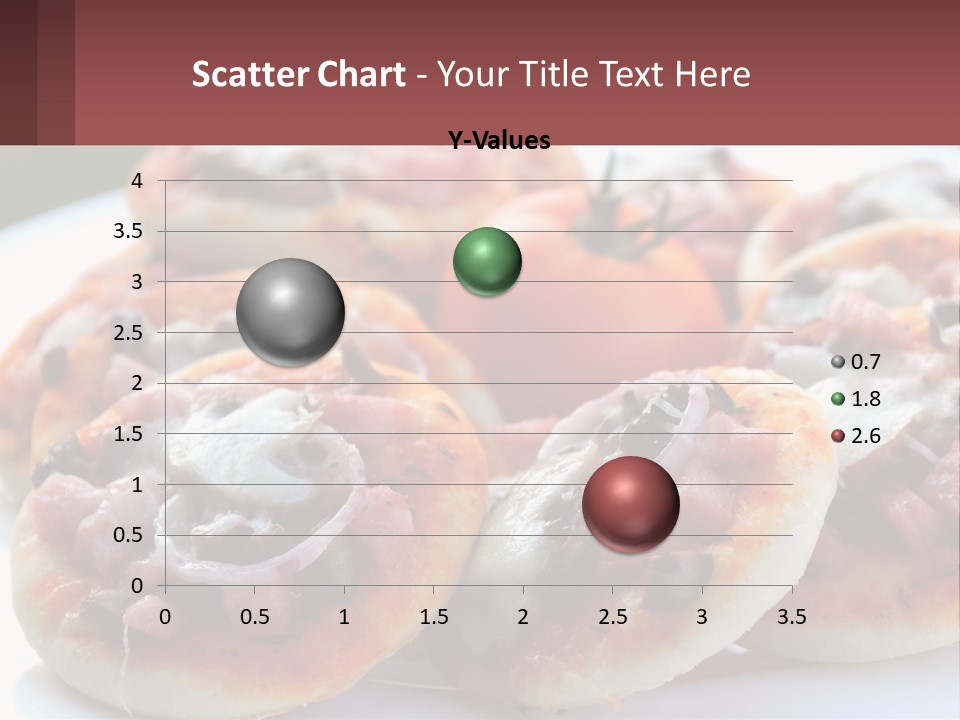 A White Plate Topped With Mini Pizzas Covered In Toppings PowerPoint Template