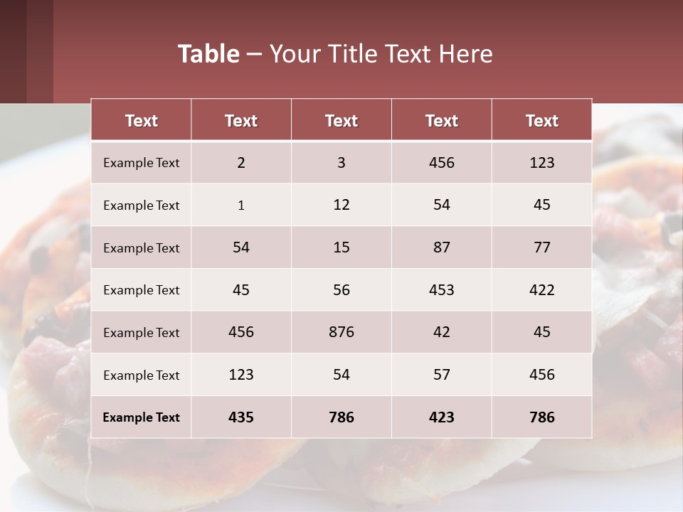A White Plate Topped With Mini Pizzas Covered In Toppings PowerPoint Template