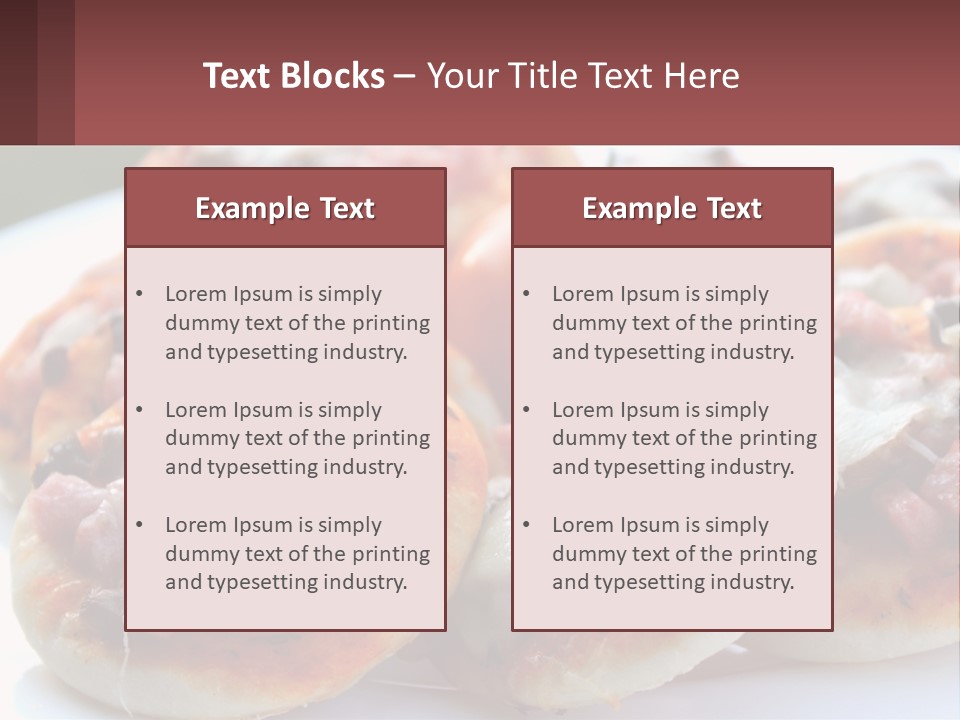 A White Plate Topped With Mini Pizzas Covered In Toppings PowerPoint Template