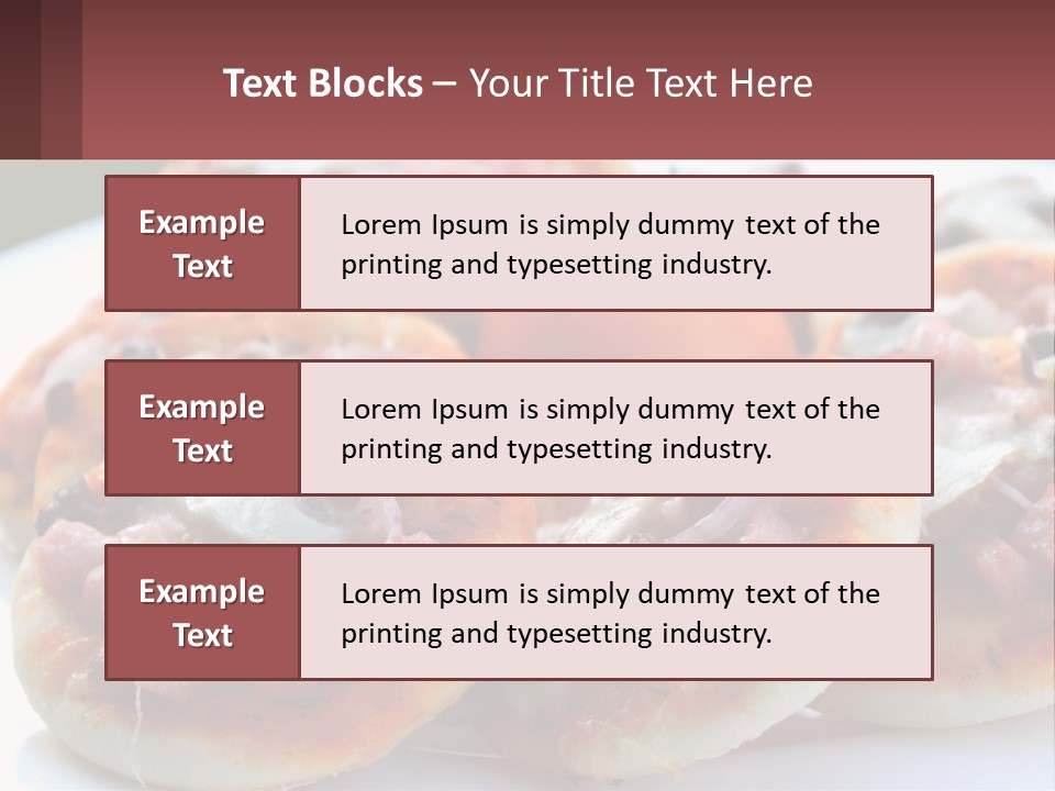 A White Plate Topped With Mini Pizzas Covered In Toppings PowerPoint Template