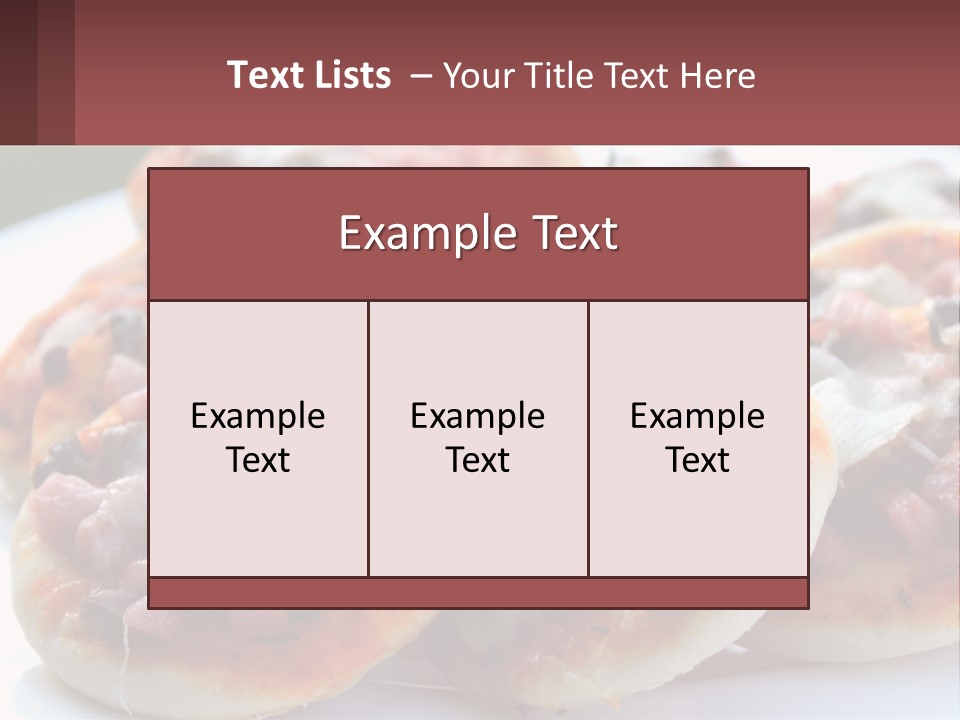 A White Plate Topped With Mini Pizzas Covered In Toppings PowerPoint Template