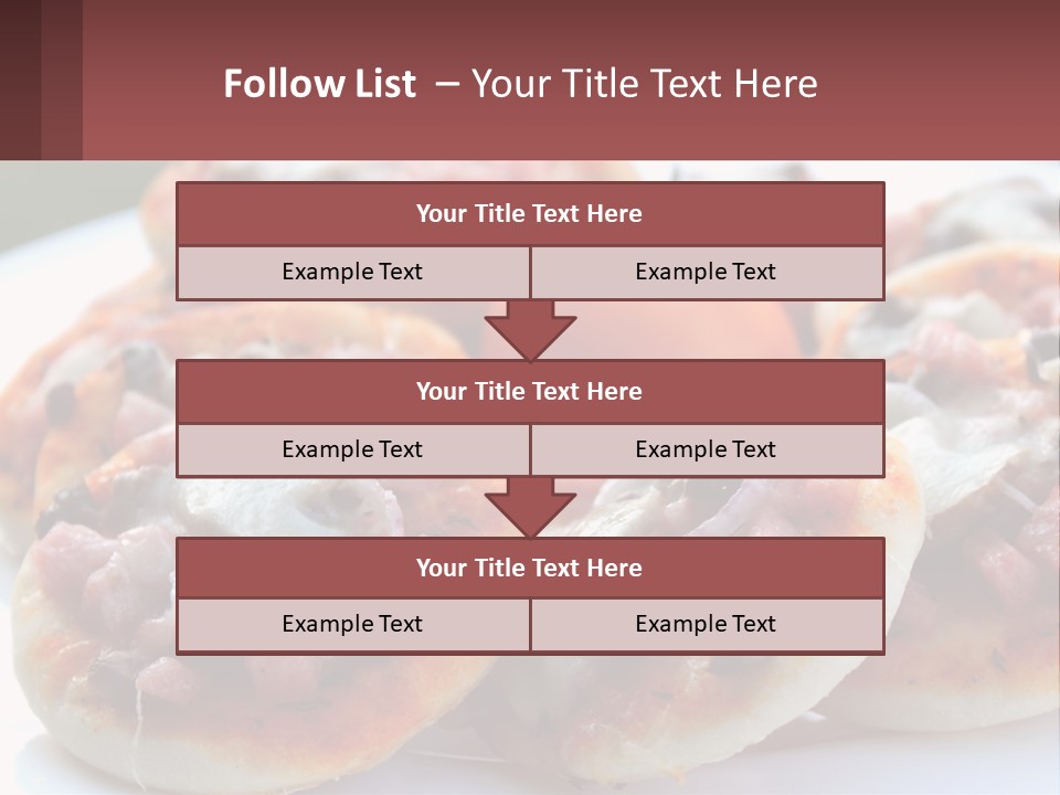 A White Plate Topped With Mini Pizzas Covered In Toppings PowerPoint Template