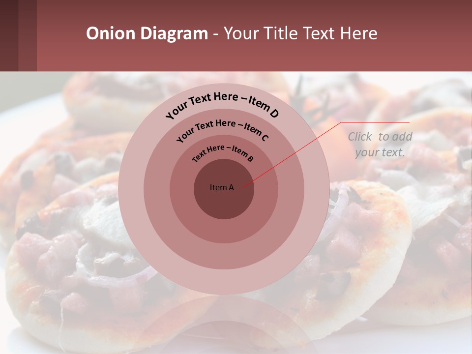 A White Plate Topped With Mini Pizzas Covered In Toppings PowerPoint Template