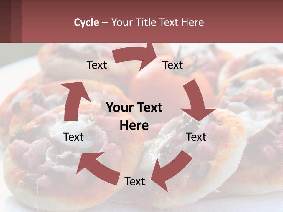 A White Plate Topped With Mini Pizzas Covered In Toppings PowerPoint Template
