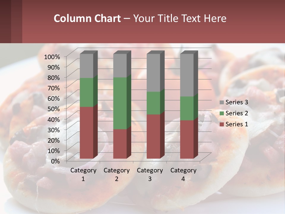 A White Plate Topped With Mini Pizzas Covered In Toppings PowerPoint Template