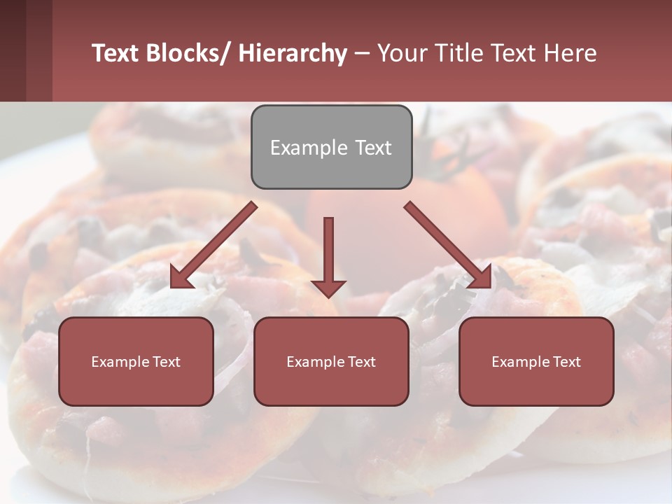 A White Plate Topped With Mini Pizzas Covered In Toppings PowerPoint Template