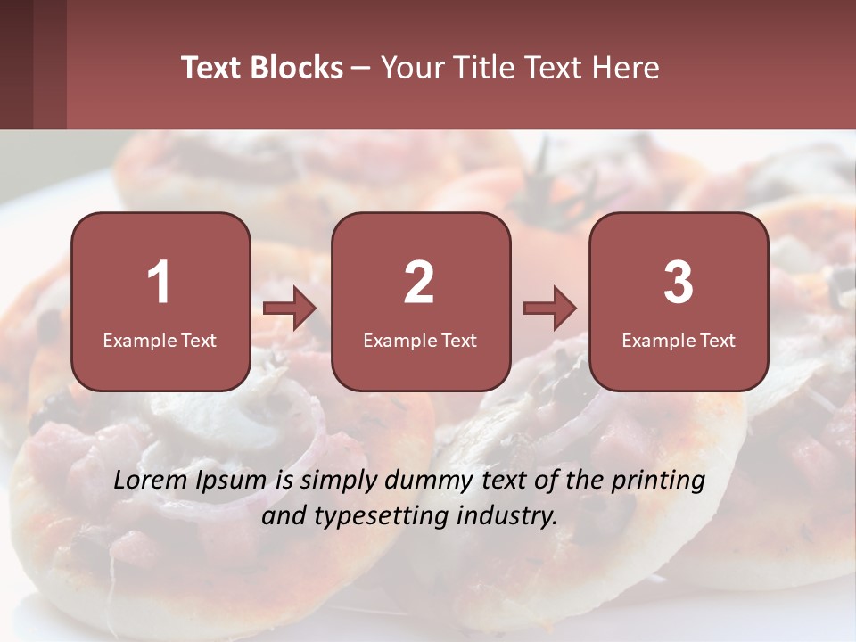 A White Plate Topped With Mini Pizzas Covered In Toppings PowerPoint Template