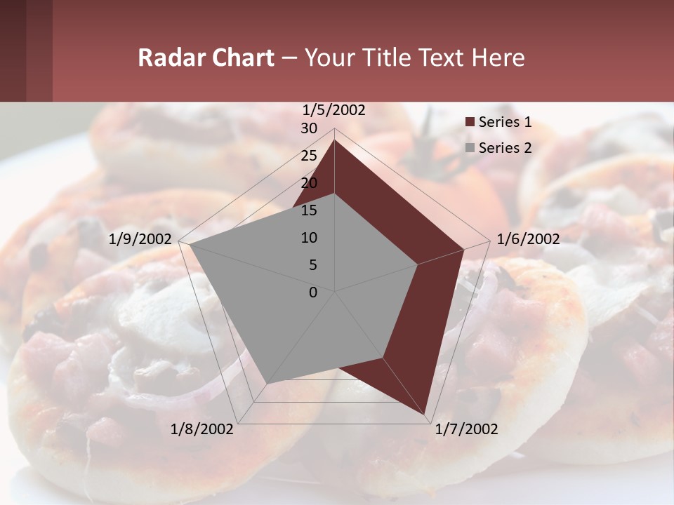 A White Plate Topped With Mini Pizzas Covered In Toppings PowerPoint Template