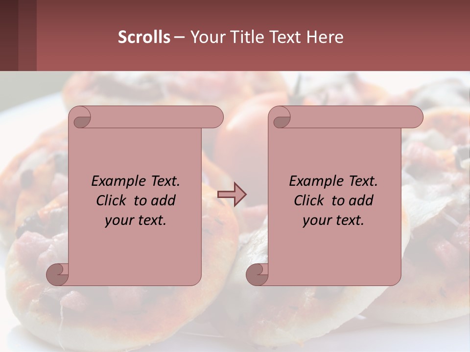 A White Plate Topped With Mini Pizzas Covered In Toppings PowerPoint Template