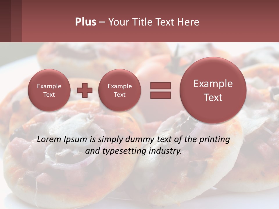 A White Plate Topped With Mini Pizzas Covered In Toppings PowerPoint Template