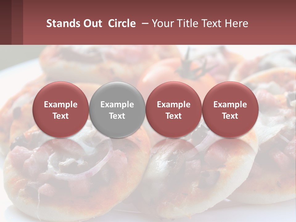A White Plate Topped With Mini Pizzas Covered In Toppings PowerPoint Template
