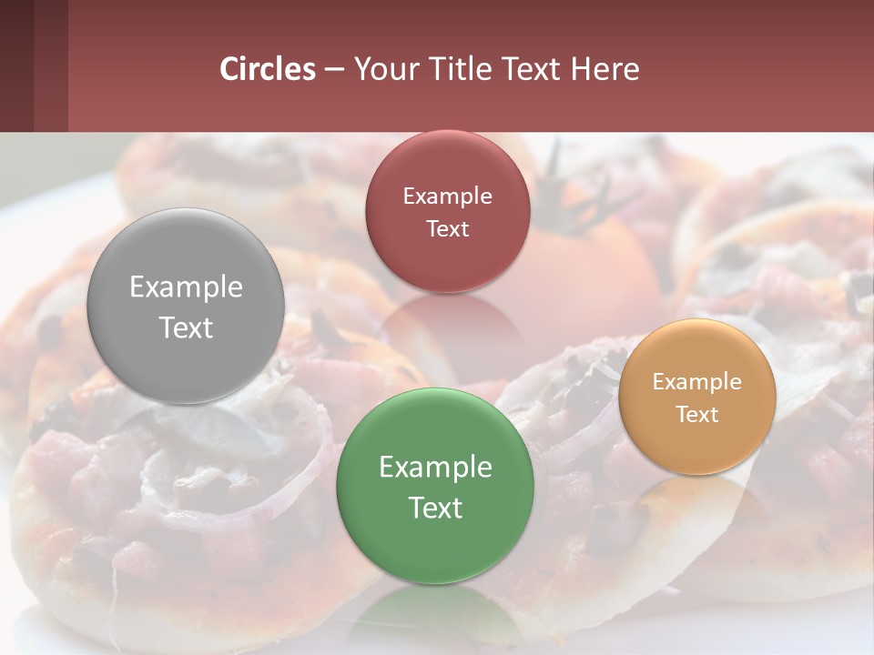 A White Plate Topped With Mini Pizzas Covered In Toppings PowerPoint Template