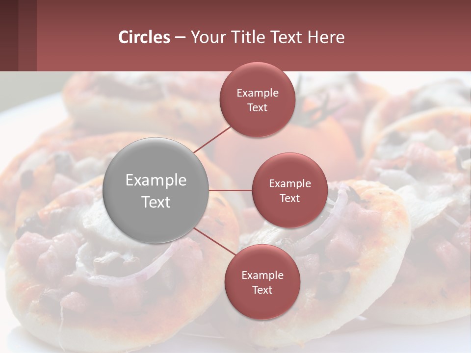 A White Plate Topped With Mini Pizzas Covered In Toppings PowerPoint Template