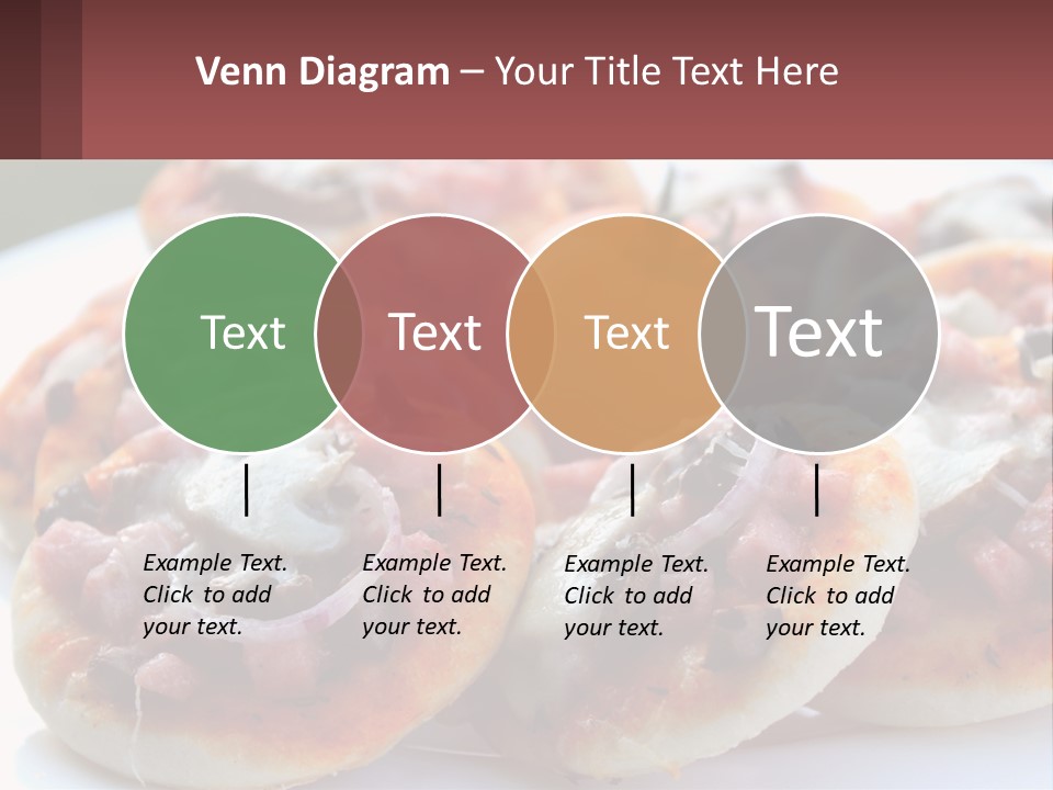 A White Plate Topped With Mini Pizzas Covered In Toppings PowerPoint Template