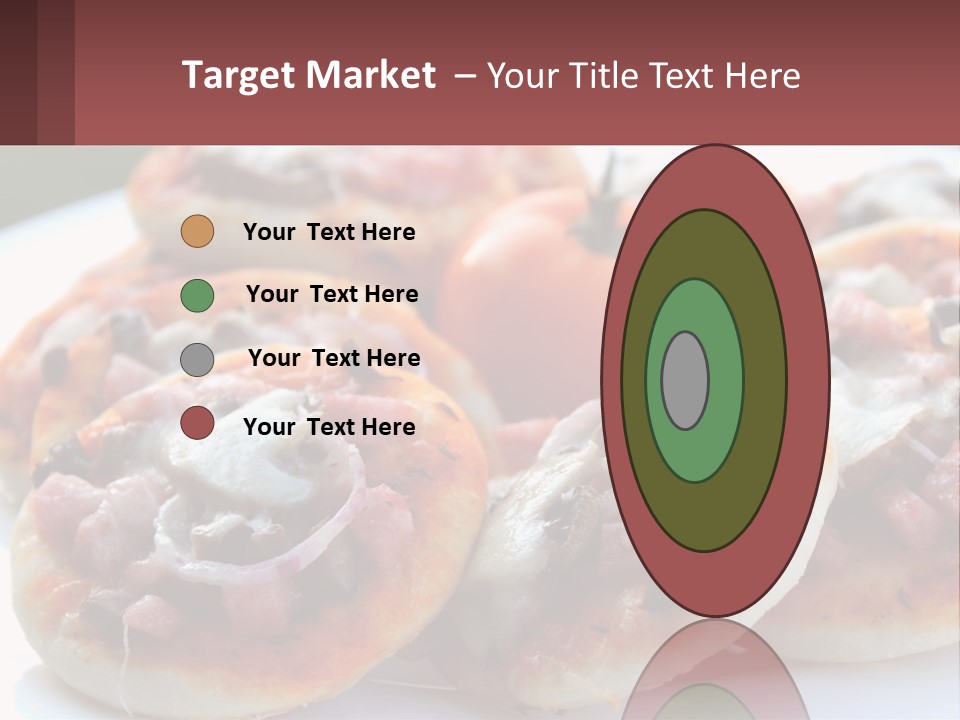 A White Plate Topped With Mini Pizzas Covered In Toppings PowerPoint Template