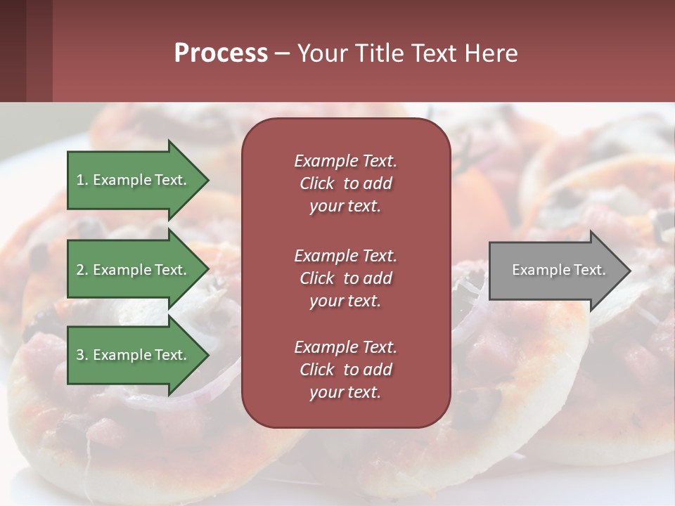 A White Plate Topped With Mini Pizzas Covered In Toppings PowerPoint Template