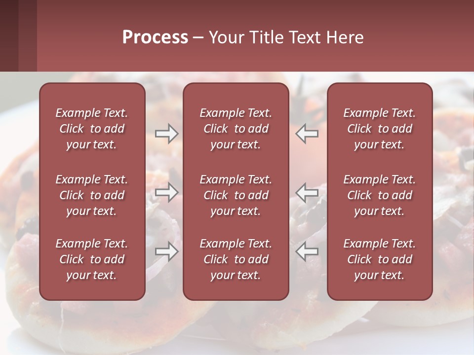 A White Plate Topped With Mini Pizzas Covered In Toppings PowerPoint Template