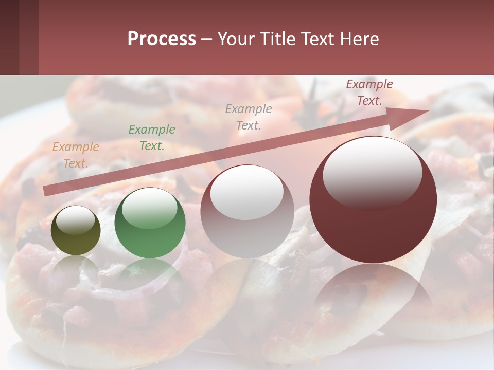A White Plate Topped With Mini Pizzas Covered In Toppings PowerPoint Template