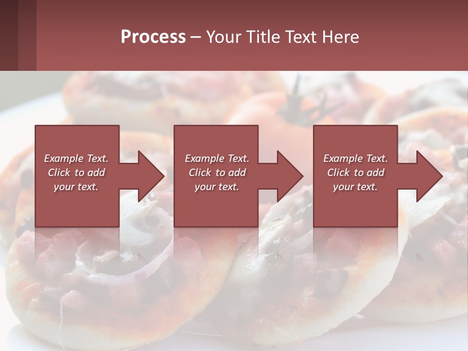 A White Plate Topped With Mini Pizzas Covered In Toppings PowerPoint Template