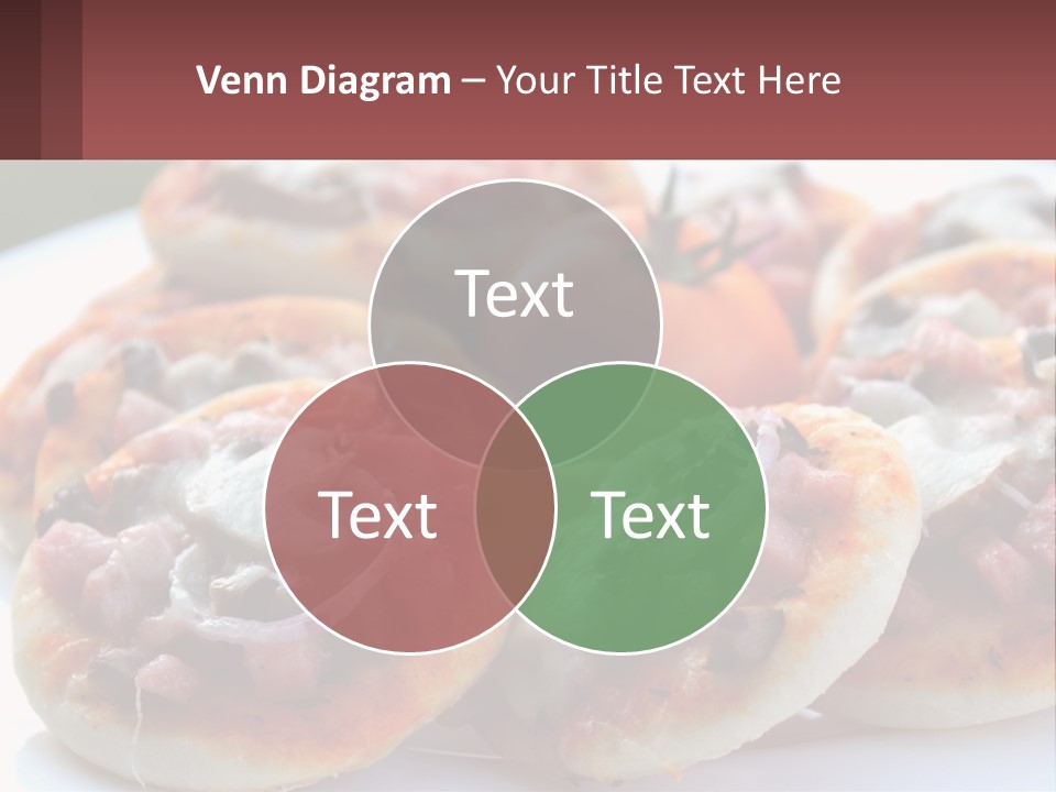 A White Plate Topped With Mini Pizzas Covered In Toppings PowerPoint Template