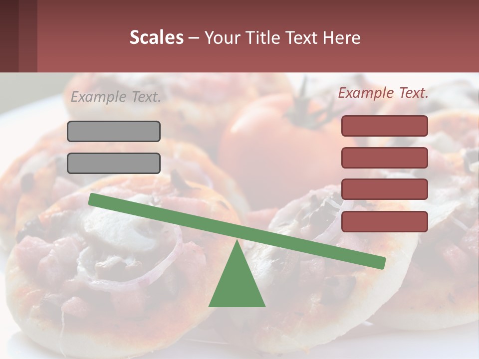 A White Plate Topped With Mini Pizzas Covered In Toppings PowerPoint Template