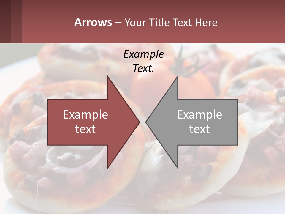 A White Plate Topped With Mini Pizzas Covered In Toppings PowerPoint Template