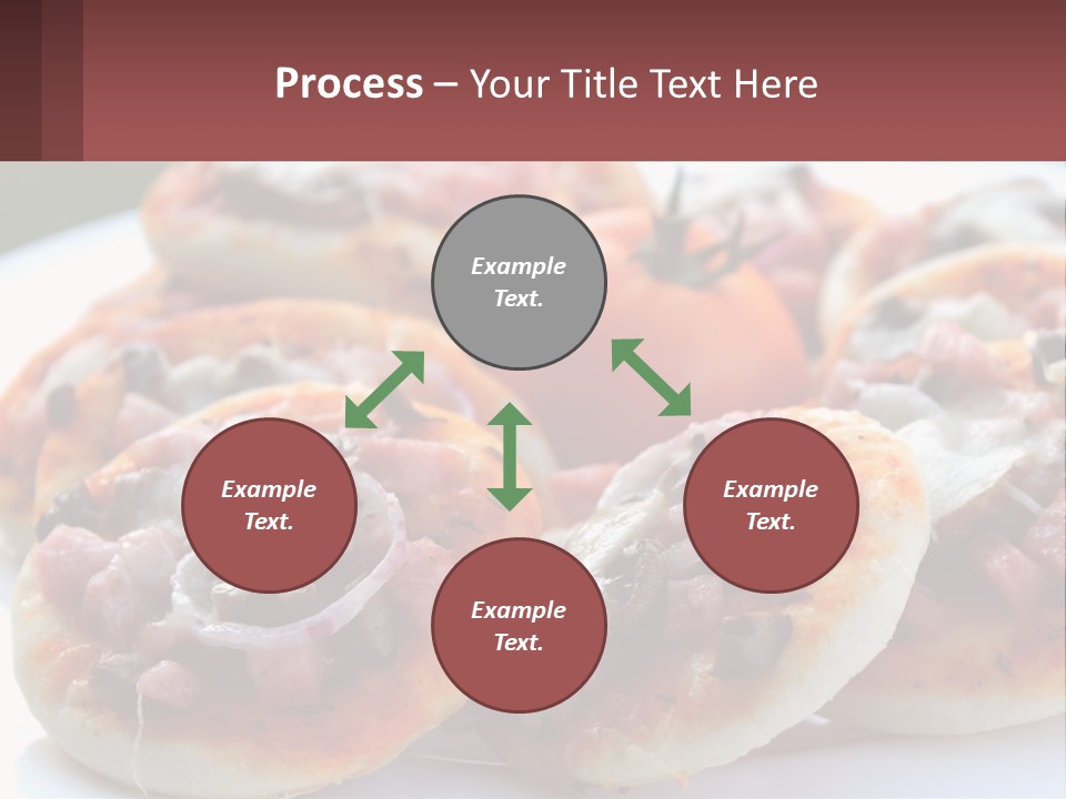 A White Plate Topped With Mini Pizzas Covered In Toppings PowerPoint Template