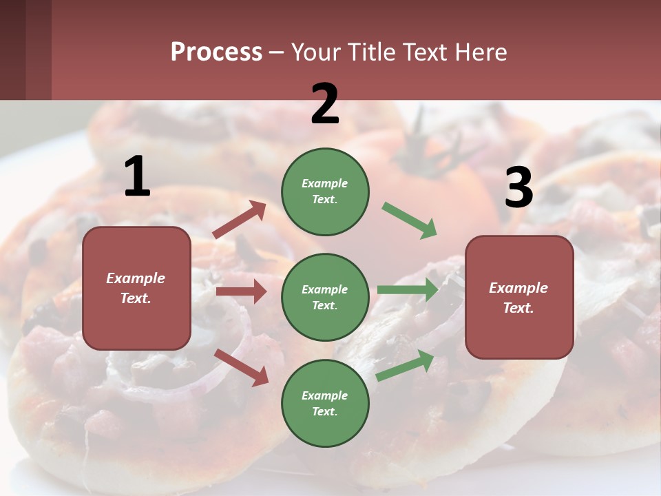 A White Plate Topped With Mini Pizzas Covered In Toppings PowerPoint Template