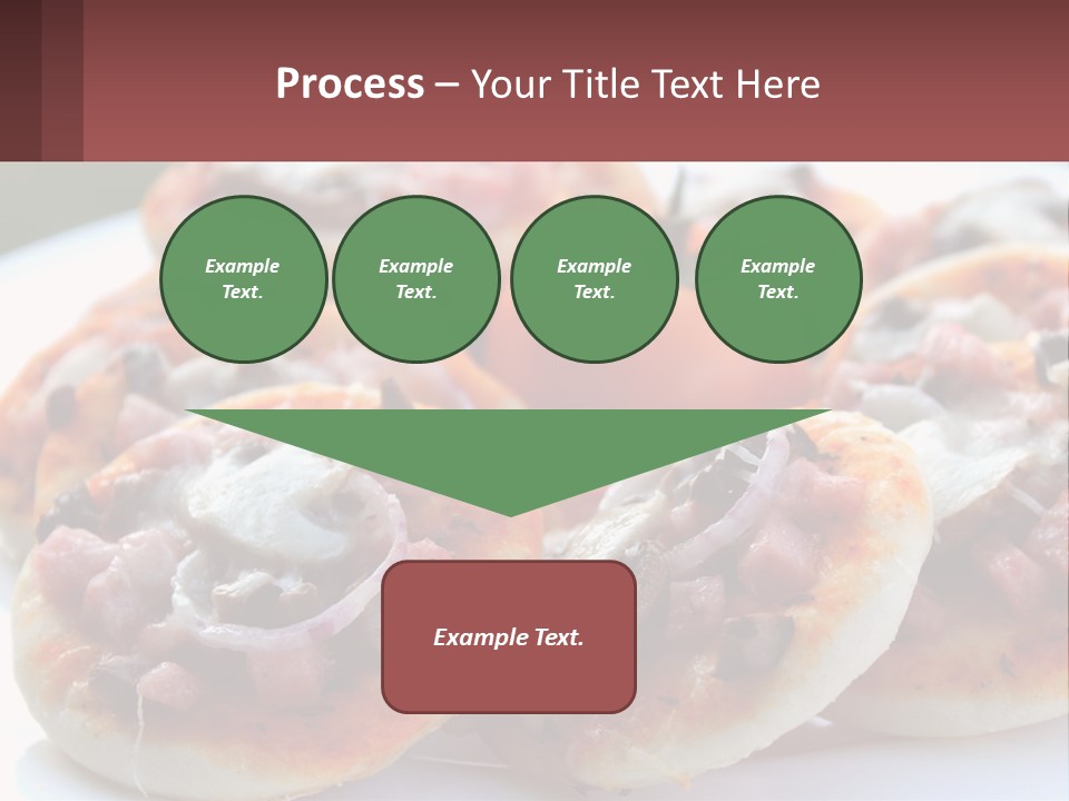 A White Plate Topped With Mini Pizzas Covered In Toppings PowerPoint Template