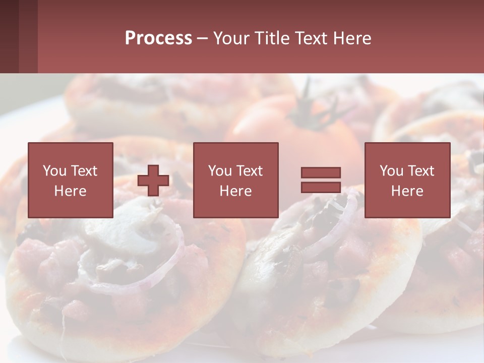 A White Plate Topped With Mini Pizzas Covered In Toppings PowerPoint Template