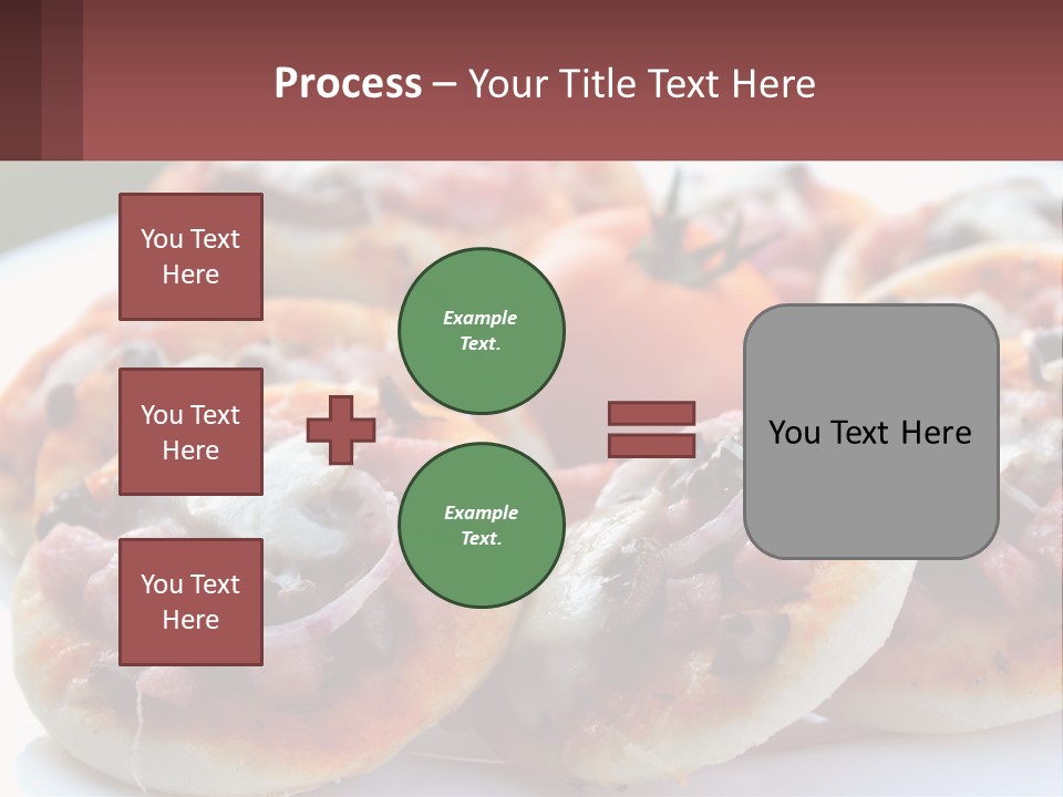 A White Plate Topped With Mini Pizzas Covered In Toppings PowerPoint Template