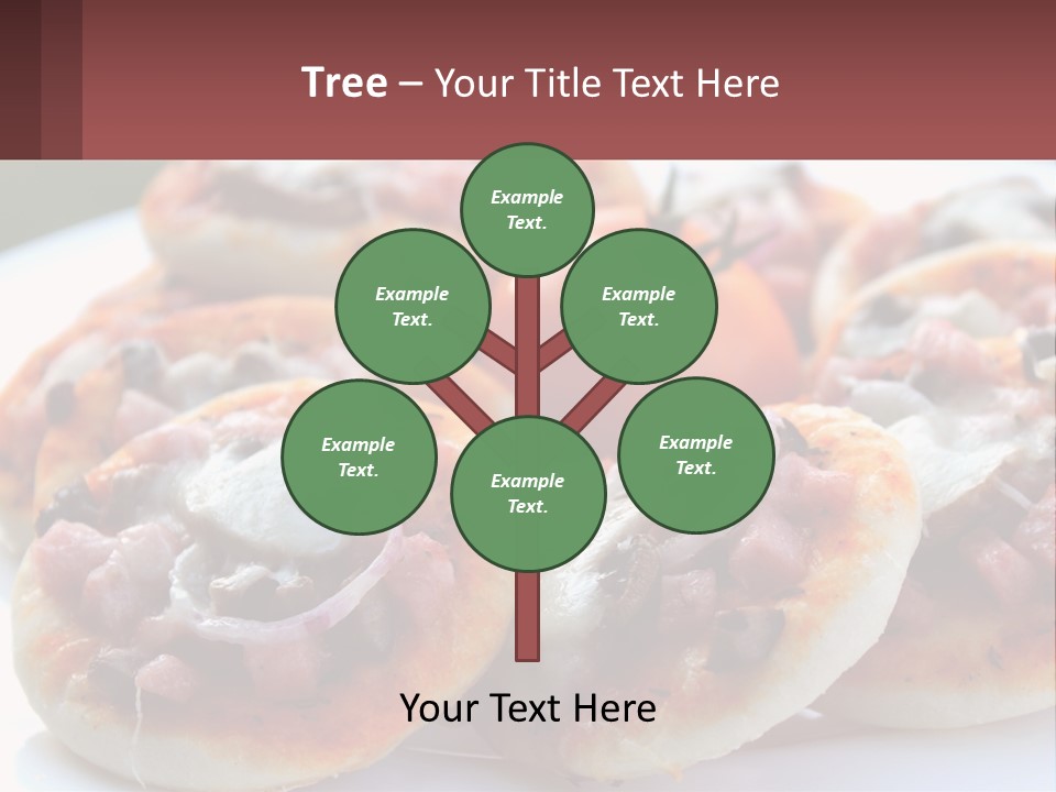 A White Plate Topped With Mini Pizzas Covered In Toppings PowerPoint Template