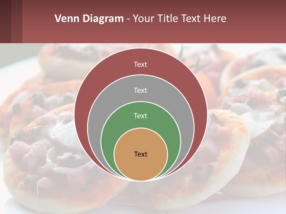 A White Plate Topped With Mini Pizzas Covered In Toppings PowerPoint Template