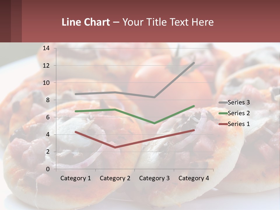 A White Plate Topped With Mini Pizzas Covered In Toppings PowerPoint Template
