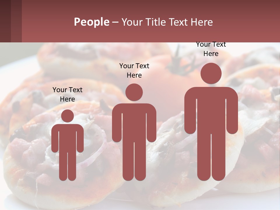 A White Plate Topped With Mini Pizzas Covered In Toppings PowerPoint Template