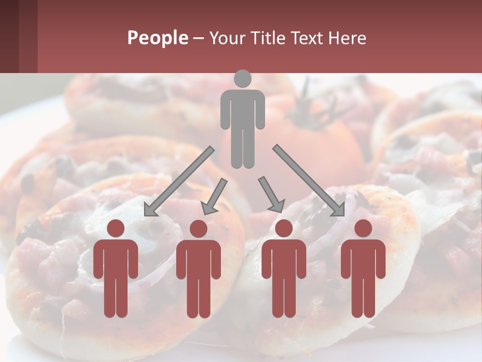 A White Plate Topped With Mini Pizzas Covered In Toppings PowerPoint Template