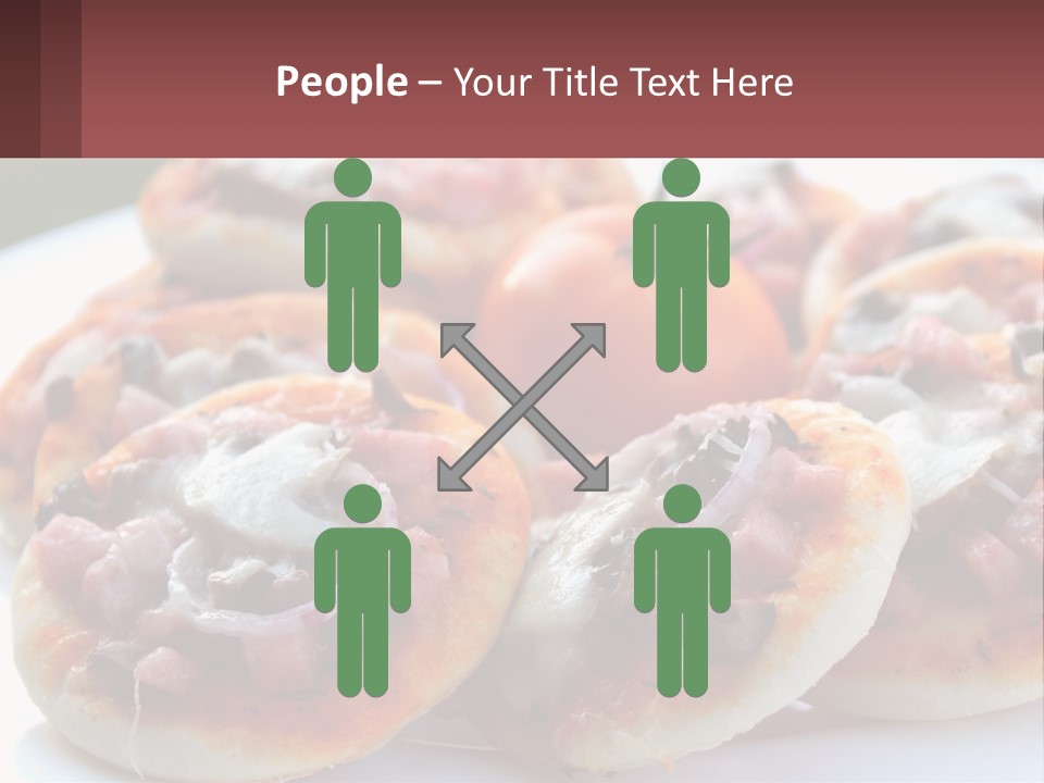 A White Plate Topped With Mini Pizzas Covered In Toppings PowerPoint Template