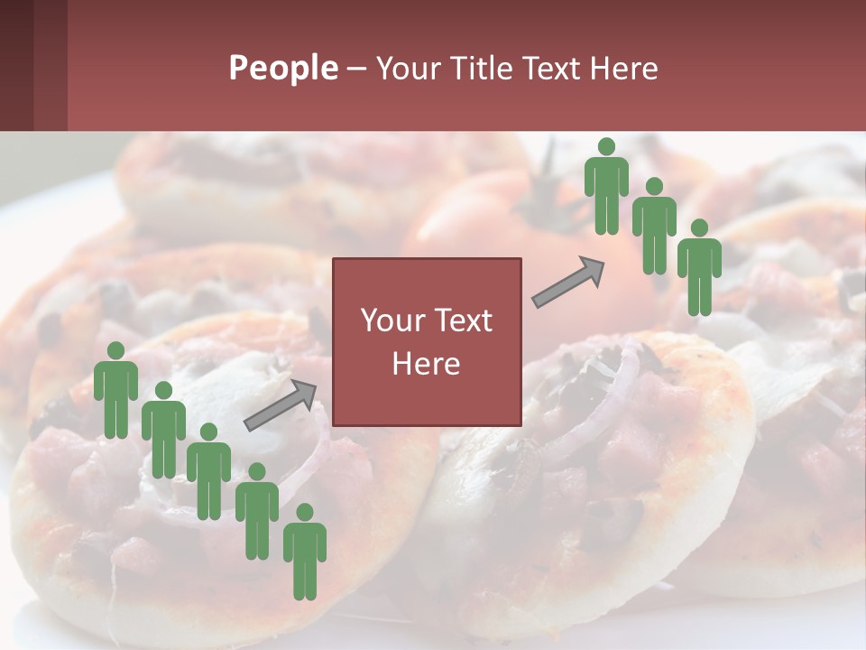 A White Plate Topped With Mini Pizzas Covered In Toppings PowerPoint Template