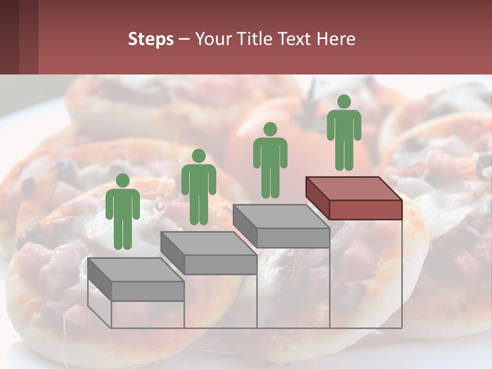 A White Plate Topped With Mini Pizzas Covered In Toppings PowerPoint Template