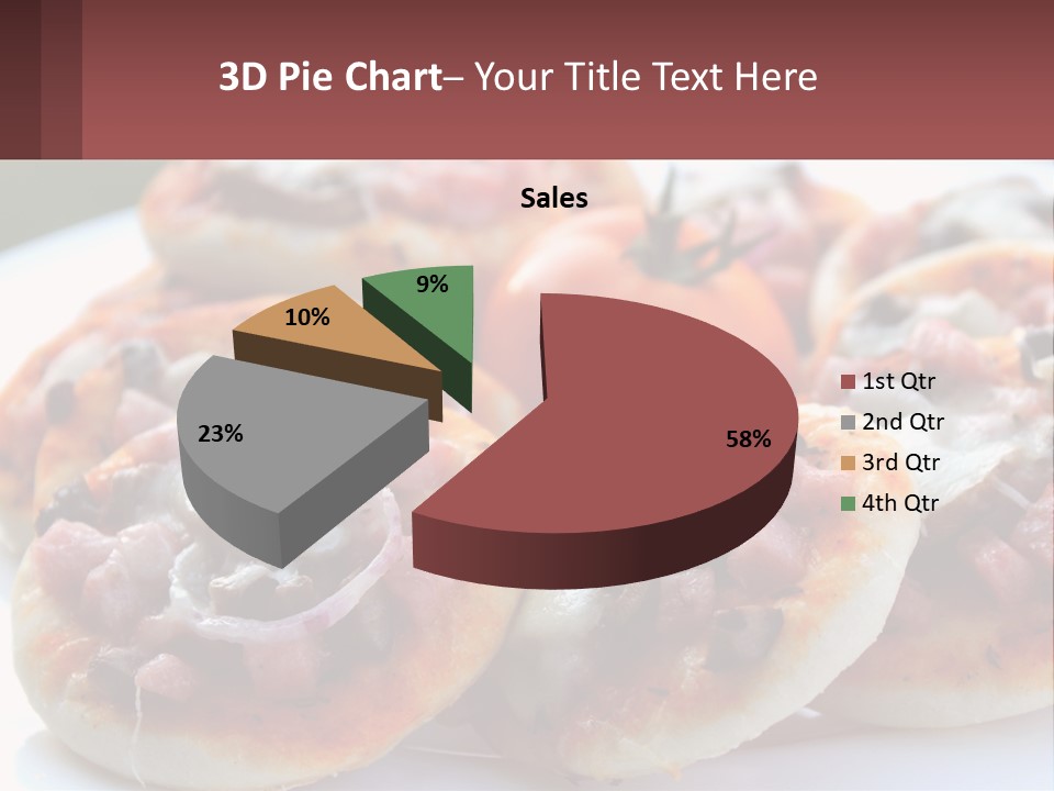 A White Plate Topped With Mini Pizzas Covered In Toppings PowerPoint Template