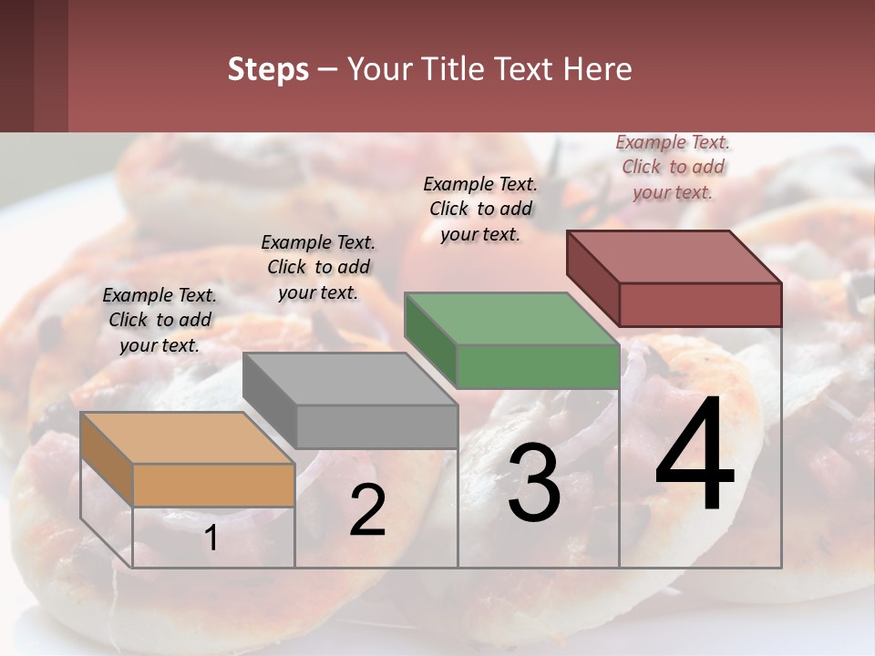 A White Plate Topped With Mini Pizzas Covered In Toppings PowerPoint Template