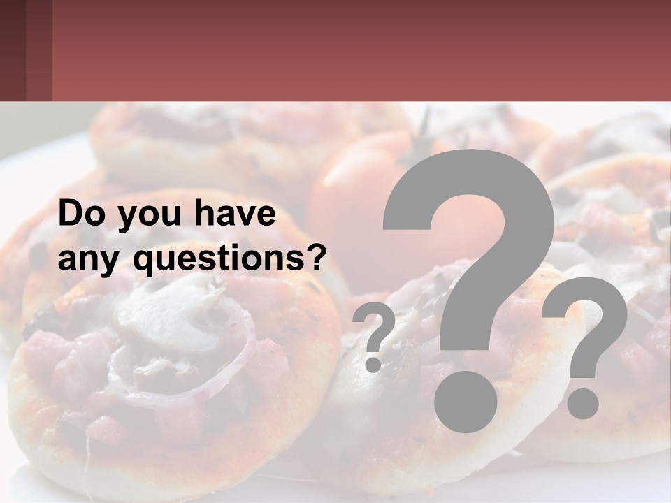 A White Plate Topped With Mini Pizzas Covered In Toppings PowerPoint Template