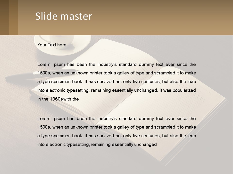 A Cup Of Coffee And A Book On A Table PowerPoint Template