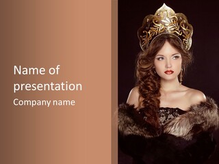 A Woman Wearing A Crown And A Fur Stole PowerPoint Template