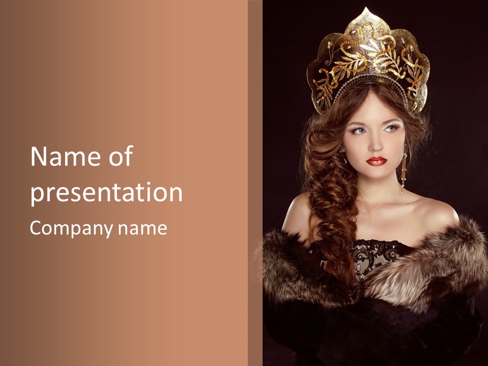 A Woman Wearing A Crown And A Fur Stole PowerPoint Template