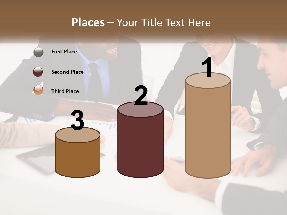 A Group Of Business People Sitting Around A Table PowerPoint Template