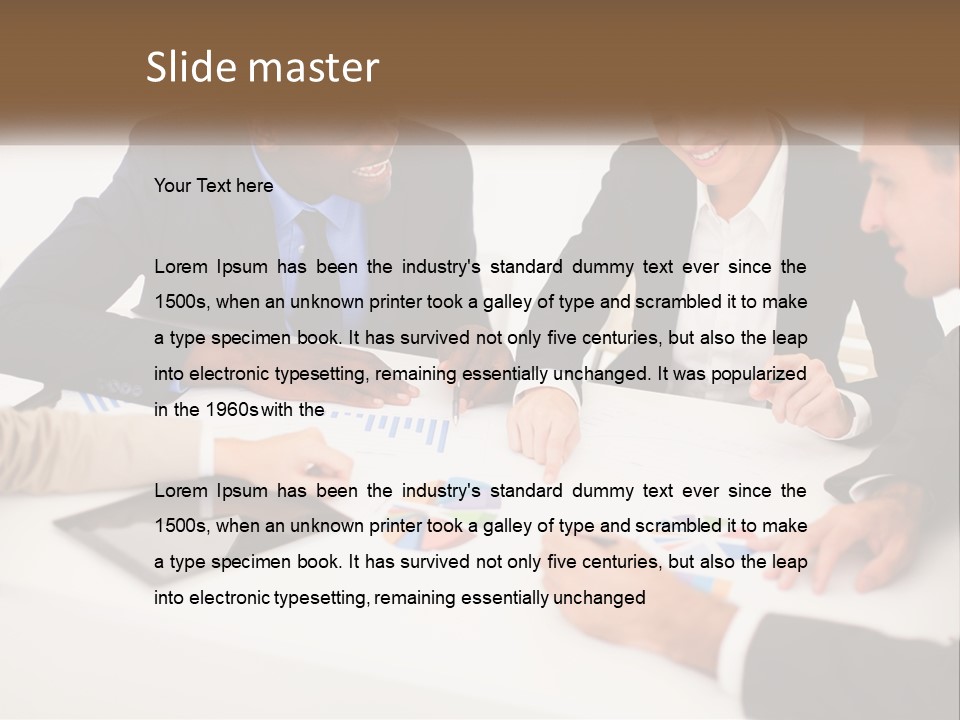 A Group Of Business People Sitting Around A Table PowerPoint Template