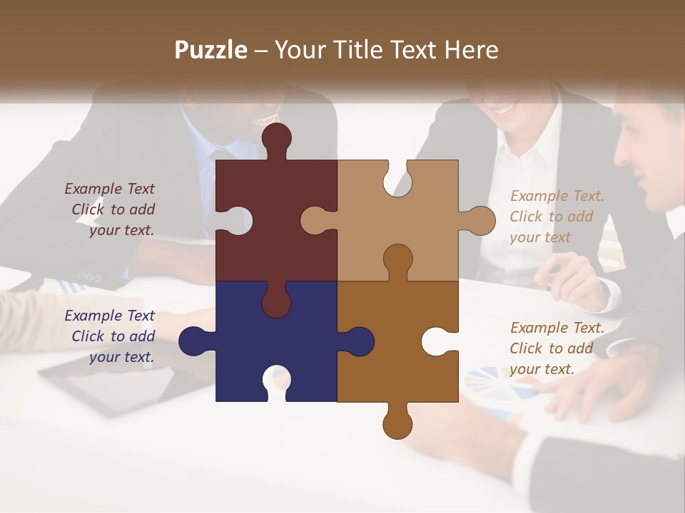 A Group Of Business People Sitting Around A Table PowerPoint Template