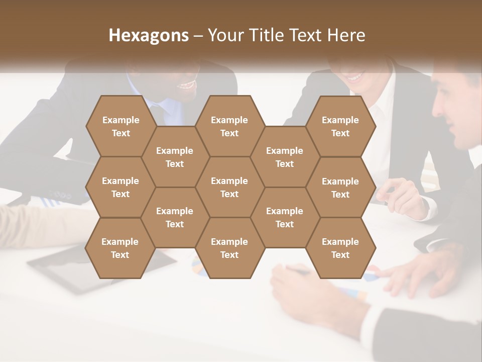 A Group Of Business People Sitting Around A Table PowerPoint Template